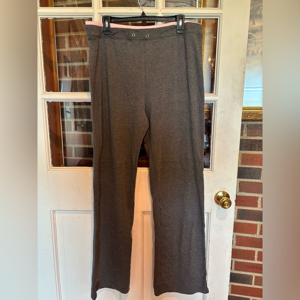 Gray Wide Leg Knit Pants with Elastic Waist